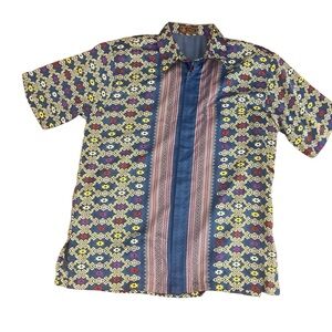 VTG Batik Halus Asyraf Short Sleeved Men’s Shirt- Great Blue Print-Medium